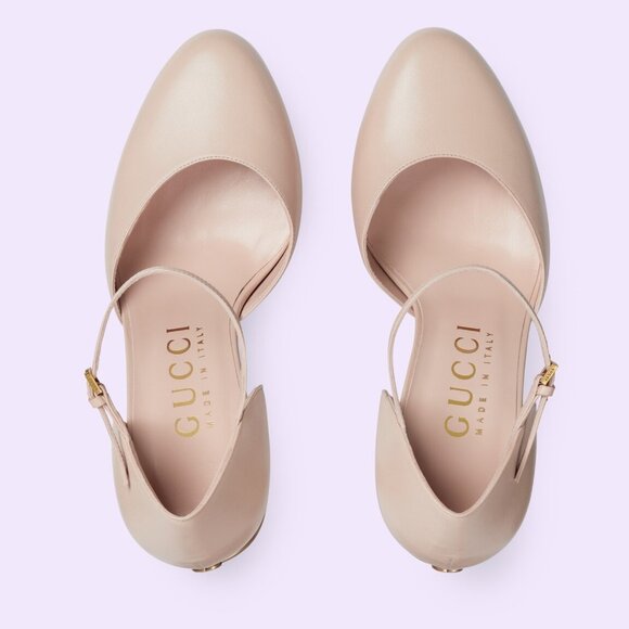 GUCCI SHOES PUMPS PINK LEATHER GG LOGO PLATFORM HIGH HEEL sz 40 10 - Picture 14 of 16